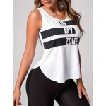 Letter Graphic Outdoor Workout Sports Tank Top, Round Neck Casual Sleeveless Sports Tee, Women's Summer Tops