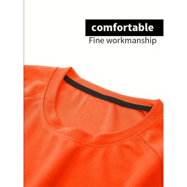 5pcs Women's Breathable Quick Dry Sports T-Shirt, Solid Color Athletic Round Neck Short Sleeve Tops For Running Training Gym Workout, Women's Tops