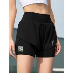 Fake Two Piece Cycling Yoga Shorts, Workout Running Sports Shorts, Women's Activewear