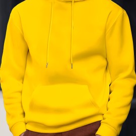 Men's Casual Solid Basic Hooded Sweatshirt Streetwear For Winter Fall, As Gifts