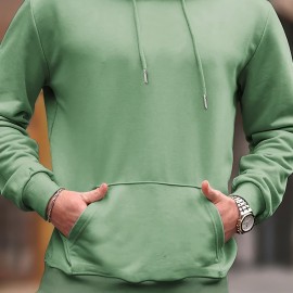 Men's Casual Solid Basic Hooded Sweatshirt Streetwear For Winter Fall, As Gifts