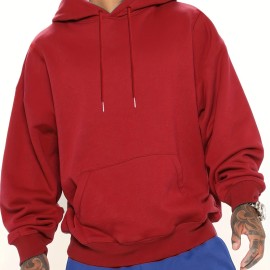 Men's Casual Solid Basic Hooded Sweatshirt Streetwear For Winter Fall, As Gifts