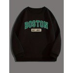 BOSTON EST 1997 Print, Sweatshirt With Long Sleeves, Men's Creative Slightly Flex Crew Neck Pullover For Spring Fall And Winter