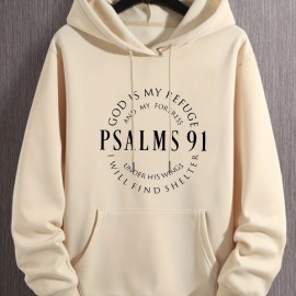 PSALMS 91 Graphic Hoodie for Men - Comfy Loose Fit with Kangaroo Pocket - Trendy Hooded Pullover for Autumn/Winter