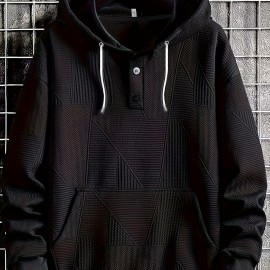 Men's Casual Solid Hooded Sweatshirt - Cozy Winter Streetwear Gift