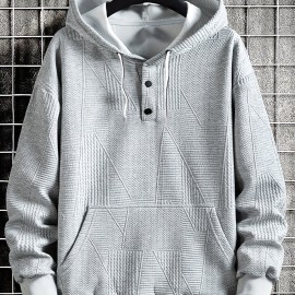 Men's Casual Solid Hooded Sweatshirt - Cozy Winter Streetwear Gift