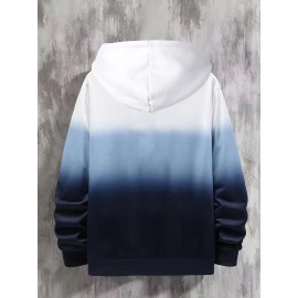 Men's Long Sleeve Gradient Color Hoodies Street Casual Sports And Fashionable With Kangaroo Pocket Sweatshirt,Suitable For Outdoor Sports,For Autumn And Winter, Fashionable And Versatile, Can Be Paired With Hip-hop Necklace,As Gifts