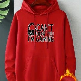 I'm Gaming Letter Print, Hoodies For Men, Graphic Sweatshirt With Kangaroo Pocket, Comfy Trendy Hooded Pullover, Mens Clothing For Fall Winter