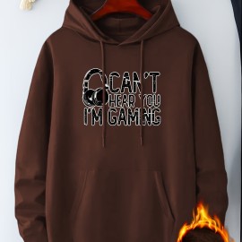 I'm Gaming Letter Print, Hoodies For Men, Graphic Sweatshirt With Kangaroo Pocket, Comfy Trendy Hooded Pullover, Mens Clothing For Fall Winter