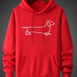 Men's Dog Sketch Pattern Hoodie - Trendy, Comfy, Breathable Sweatshirt for Outdoor Activities