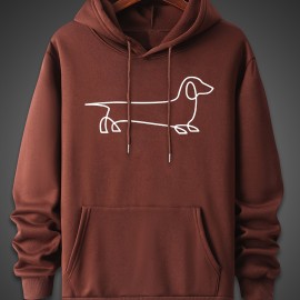 Men's Dog Sketch Pattern Hoodie - Trendy, Comfy, Breathable Sweatshirt for Outdoor Activities