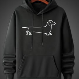 Men's Dog Sketch Pattern Hoodie - Trendy, Comfy, Breathable Sweatshirt for Outdoor Activities