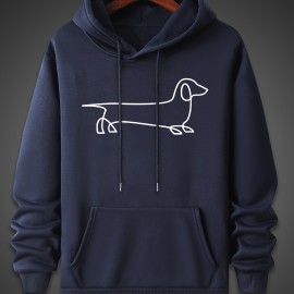 Men's Dog Sketch Pattern Hoodie - Trendy, Comfy, Breathable Sweatshirt for Outdoor Activities