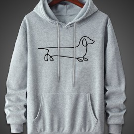 Men's Dog Sketch Pattern Hoodie - Trendy, Comfy, Breathable Sweatshirt for Outdoor Activities