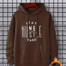 Stay Humble & Hustle Men's Graphic Print Hoodie - Casual Pullover Sweatshirt for Winter Fall - Streetwear Gift