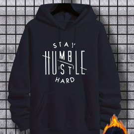 Stay Humble & Hustle Men's Graphic Print Hoodie - Casual Pullover Sweatshirt for Winter Fall - Streetwear Gift