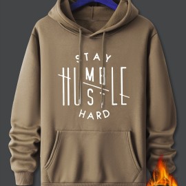 Stay Humble & Hustle Men's Graphic Print Hoodie - Casual Pullover Sweatshirt for Winter Fall - Streetwear Gift