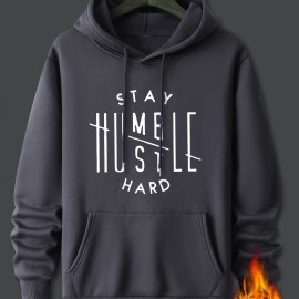 Stay Humble & Hustle Men's Graphic Print Hoodie - Casual Pullover Sweatshirt for Winter Fall - Streetwear Gift