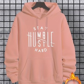 Stay Humble & Hustle Men's Graphic Print Hoodie - Casual Pullover Sweatshirt for Winter Fall - Streetwear Gift