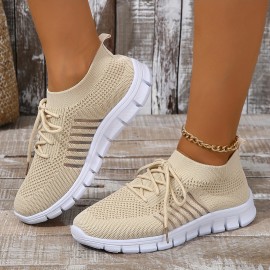 Women's Breathable Lightweight Knitted Running Sneakers - Casual Outdoor Gym Jogging Trainers