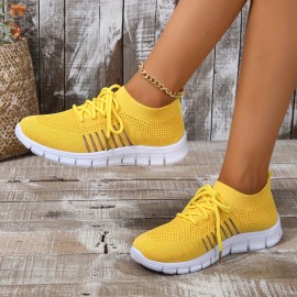 Women's Breathable Lightweight Knitted Running Sneakers - Casual Outdoor Gym Jogging Trainers