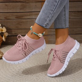 Women's Breathable Lightweight Knitted Running Sneakers - Casual Outdoor Gym Jogging Trainers