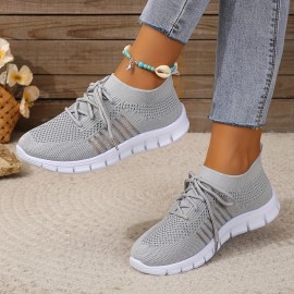 Women's Breathable Lightweight Knitted Running Sneakers - Casual Outdoor Gym Jogging Trainers