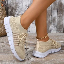 Women's Breathable Lightweight Knitted Running Sneakers - Casual Outdoor Gym Jogging Trainers