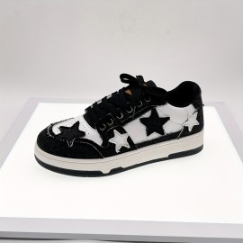 Women's Colorblock Casual Sneakers - Comfortable Lace Up Platform Shoes with Star Decor