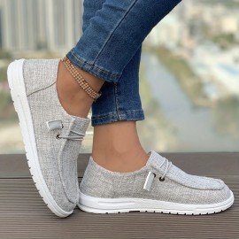 Women's Lightweight Slip On Canvas Sneakers - Casual Round Toe Walking Shoes