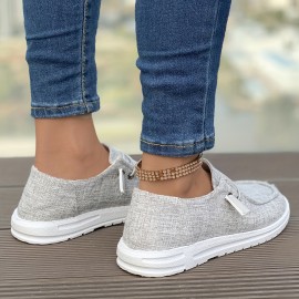 Women's Lightweight Slip On Canvas Sneakers - Casual Round Toe Walking Shoes