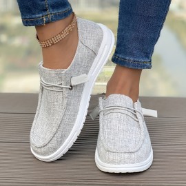 Women's Lightweight Slip On Canvas Sneakers - Casual Round Toe Walking Shoes