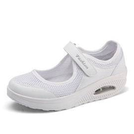 Women's Air Cushion Mesh Sneakers - Breathable Cut-out Ankle Strap Sports Shoes for Casual Walking