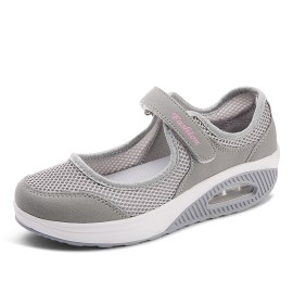 Women's Air Cushion Mesh Sneakers - Breathable Cut-out Ankle Strap Sports Shoes for Casual Walking