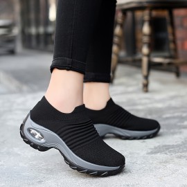 Women's Casual Sports Socks Sneakers with Thick Sole Air Cushion and Elevated Sloping Heel