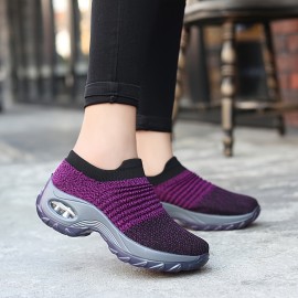 Women's Casual Sports Socks Sneakers with Thick Sole Air Cushion and Elevated Sloping Heel