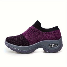 Women's Casual Sports Socks Sneakers with Thick Sole Air Cushion and Elevated Sloping Heel