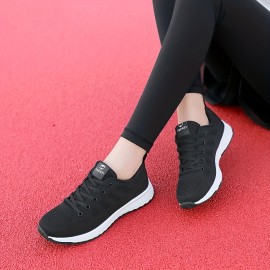 Women's Breathable Mesh Platform Sneakers - Comfortable Lace Up Outdoor Shoes