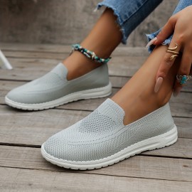 Women's Breathable Mesh Slip-On Sneakers - Lightweight Outdoor Walking Shoes