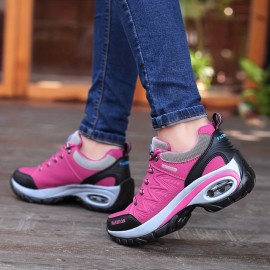 Women's Waterproof Air Cushion Hiking Shoes - Non Slip Height Increasing Sports Sneakers for Casual Outdoor Travel