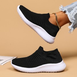 Women's Casual Sneakers, Breathable Flying Woven Slip-on Running Shoes, Walking Shoes