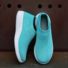 Women's Knitted Sock Shoes - Lightweight Breathable Slip On Sneakers for Walking, Running, and Gym