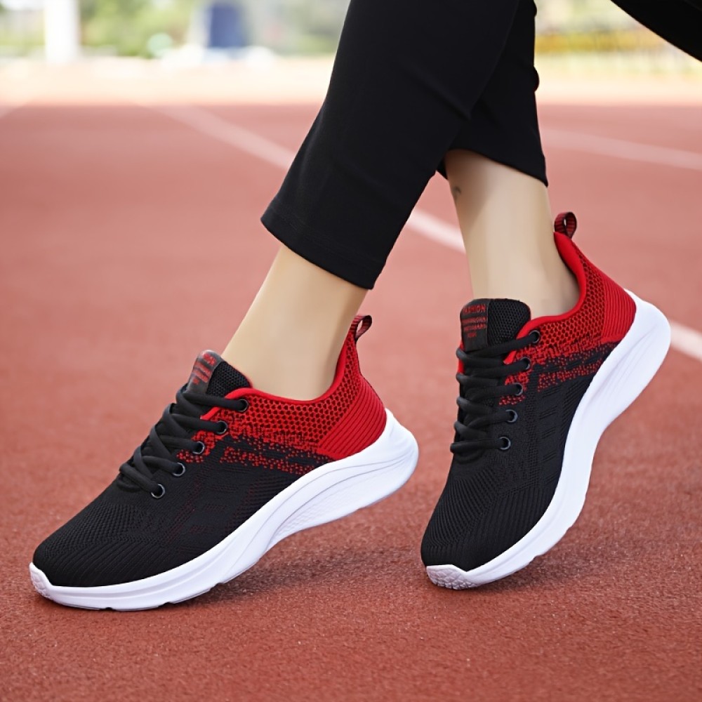 Women's Breathable Mesh Sneakers - Lightweight Lace Up Running Shoes for Casual Outdoor Activities