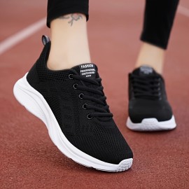 Women's Breathable Mesh Sneakers - Lightweight Lace Up Running Shoes for Casual Outdoor Activities