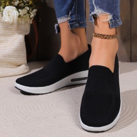 Women's Air Cushion Rocker Shoes - Comfortable Low Top Slip On Sock Shoes for Casual Walking