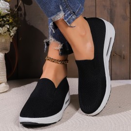 Women's Air Cushion Rocker Shoes - Comfortable Low Top Slip On Sock Shoes for Casual Walking