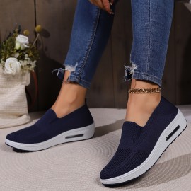 Women's Air Cushion Rocker Shoes - Comfortable Low Top Slip On Sock Shoes for Casual Walking