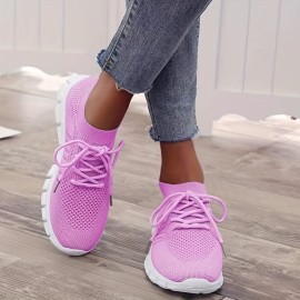 Women's Lightweight Knitted Low Top Running Shoes - Casual Outdoor Gym Sneakers