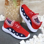 Women's Star Pattern Sneakers - Breathable Knitted Running Shoes