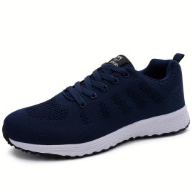 Women's Breathable Mesh Panel Knit Sneakers - Lace Up Low-top Sporty Shoes for Casual Outdoor Running